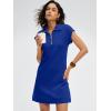 imageANRABESS Womens Summer Casual Half Zip Cap Sleeve Trendy WrinkleFree Tshirt Dress 2026 Spring Beach Vacation Short DressesRoyal Blue