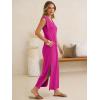 imageANRABESS Womens Summer Casual Maxi Dresses Sleeveless V Neck Split WrinkleFree Long Sundress Beach Vacation Travel ClothesHot Pink