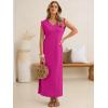 imageANRABESS Womens Summer Casual Maxi Dresses Sleeveless V Neck Split WrinkleFree Long Sundress Beach Vacation Travel ClothesHot Pink