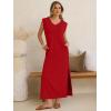 imageANRABESS Womens Summer Casual Maxi Dresses Sleeveless V Neck Split WrinkleFree Long Sundress Beach Vacation Travel ClothesRed