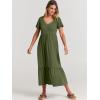 imageANRABESS Womens Summer Casual Short Sleeve T Shirts Maxi Dress Flowy V Neck Tiered Beach Vacation Sundress 2026 OutfitsArmy Green