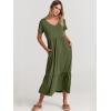 imageANRABESS Womens Summer Casual Short Sleeve T Shirts Maxi Dress Flowy V Neck Tiered Beach Vacation Sundress 2026 OutfitsArmy Green