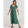 imageANRABESS Womens Summer Casual Short Sleeve T Shirts Maxi Dress Flowy V Neck Tiered Beach Vacation Sundress 2026 OutfitsGreen