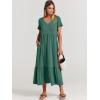 imageANRABESS Womens Summer Casual Short Sleeve T Shirts Maxi Dress Flowy V Neck Tiered Beach Vacation Sundress 2026 OutfitsGreen