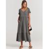 imageANRABESS Womens Summer Casual Short Sleeve T Shirts Maxi Dress Flowy V Neck Tiered Beach Vacation Sundress 2026 OutfitsGrey
