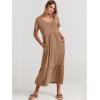 imageANRABESS Womens Summer Casual Short Sleeve T Shirts Maxi Dress Flowy V Neck Tiered Beach Vacation Sundress 2026 OutfitsLight Brown