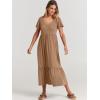 imageANRABESS Womens Summer Casual Short Sleeve T Shirts Maxi Dress Flowy V Neck Tiered Beach Vacation Sundress 2026 OutfitsLight Brown