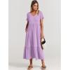 imageANRABESS Womens Summer Casual Short Sleeve T Shirts Maxi Dress Flowy V Neck Tiered Beach Vacation Sundress 2026 OutfitsLight Purple