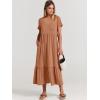 imageANRABESS Womens Summer Casual Short Sleeve T Shirts Maxi Dress Flowy V Neck Tiered Beach Vacation Sundress 2026 OutfitsLight Rust