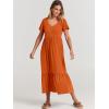 imageANRABESS Womens Summer Casual Short Sleeve T Shirts Maxi Dress Flowy V Neck Tiered Beach Vacation Sundress 2026 OutfitsOrange