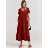 imageANRABESS Womens Summer Casual Short Sleeve T Shirts Maxi Dress Flowy V Neck Tiered Beach Vacation Sundress 2026 OutfitsWine Red Burgundy