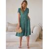 imageANRABESS Womens Summer Causal Dresses V Neck Short Sleeve Midi Dress 2026 Flowy Tiered Boho Beach Sundress Vacation OutfitsGreen Floral
