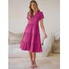 imageANRABESS Womens Summer Causal Dresses V Neck Short Sleeve Midi Dress 2026 Flowy Tiered Boho Beach Sundress Vacation OutfitsHot Pink