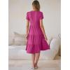 imageANRABESS Womens Summer Causal Dresses V Neck Short Sleeve Midi Dress 2026 Flowy Tiered Boho Beach Sundress Vacation OutfitsHot Pink