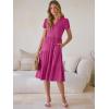 imageANRABESS Womens Summer Causal Dresses V Neck Short Sleeve Midi Dress 2026 Flowy Tiered Boho Beach Sundress Vacation OutfitsHot Pink