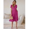 imageANRABESS Womens Summer Causal Dresses V Neck Short Sleeve Midi Dress 2026 Flowy Tiered Boho Beach Sundress Vacation OutfitsHot Pink