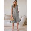 imageANRABESS Womens Summer Causal Dresses V Neck Short Sleeve Midi Dress 2026 Flowy Tiered Boho Beach Sundress Vacation OutfitsKhaki Polka Dot