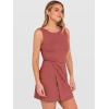 imageANRABESS Womens Summer Dress 2026 Athletic Romper Skort Sleeveless Twist Waist Bodycon Night Out Mini Dress Built in ShortsRust Red