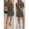 imageANRABESS Womens Summer Dresses Casual V Neck Short Sleeve Elastic Waist Mini Tshirt Dress Beach Vacation Sundress with PocketArmy Green