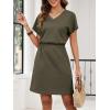 imageANRABESS Womens Summer Dresses Casual V Neck Short Sleeve Elastic Waist Mini Tshirt Dress Beach Vacation Sundress with PocketArmy Green