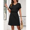 imageANRABESS Womens Summer Dresses Casual V Neck Short Sleeve Elastic Waist Mini Tshirt Dress Beach Vacation Sundress with PocketBlack