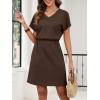 imageANRABESS Womens Summer Dresses Casual V Neck Short Sleeve Elastic Waist Mini Tshirt Dress Beach Vacation Sundress with PocketBrown