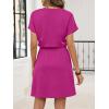 imageANRABESS Womens Summer Dresses Casual V Neck Short Sleeve Elastic Waist Mini Tshirt Dress Beach Vacation Sundress with PocketHot Pink