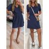 imageANRABESS Womens Summer Dresses Casual V Neck Short Sleeve Elastic Waist Mini Tshirt Dress Beach Vacation Sundress with PocketNavy Blue
