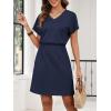 imageANRABESS Womens Summer Dresses Casual V Neck Short Sleeve Elastic Waist Mini Tshirt Dress Beach Vacation Sundress with PocketNavy Blue