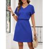 imageANRABESS Womens Summer Dresses Casual V Neck Short Sleeve Elastic Waist Mini Tshirt Dress Beach Vacation Sundress with PocketRoyal Blue