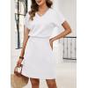imageANRABESS Womens Summer Dresses Casual V Neck Short Sleeve Elastic Waist Mini Tshirt Dress Beach Vacation Sundress with PocketWhite