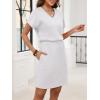 imageANRABESS Womens Summer Dresses Casual V Neck Short Sleeve Elastic Waist Mini Tshirt Dress Beach Vacation Sundress with PocketWhite