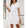 imageANRABESS Womens Summer Dresses Casual V Neck Short Sleeve Elastic Waist Mini Tshirt Dress Beach Vacation Sundress with PocketWhite