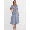 imageANRABESS Womens Summer Midi Dress Short Sleeve Striped Plaid Button Collar Shirt Dresses 2026 Casual Beach Vacation ClothesBlue White Plaid