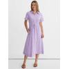 imageANRABESS Womens Summer Midi Dress Short Sleeve Striped Plaid Button Collar Shirt Dresses 2026 Casual Beach Vacation ClothesPurple White Stripe
