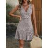 imageANRABESS Womens Summer Mini Dress 2026 Sleeveless Sexy Wrap V Neck ALine Boho Floral Sundress Casual Flowy Beach DressesKhaki Polka Dot