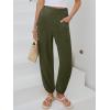 imageANRABESS Womens Summer Pants Cropped Elastic Waist Harem Barrel Lounge Casual Work Slacks Beach Vacation Clothes with PocketsArmy Green