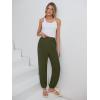 imageANRABESS Womens Summer Pants Cropped Elastic Waist Harem Barrel Lounge Casual Work Slacks Beach Vacation Clothes with PocketsArmy Green