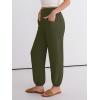 imageANRABESS Womens Summer Pants Cropped Elastic Waist Harem Barrel Lounge Casual Work Slacks Beach Vacation Clothes with PocketsArmy Green