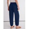 imageANRABESS Womens Summer Pants Cropped Elastic Waist Harem Barrel Lounge Casual Work Slacks Beach Vacation Clothes with PocketsNavy Blue