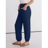 imageANRABESS Womens Summer Pants Cropped Elastic Waist Harem Barrel Lounge Casual Work Slacks Beach Vacation Clothes with PocketsNavy Blue