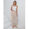 imageANRABESS Womens Summer Pants Cropped Elastic Waist Harem Barrel Lounge Casual Work Slacks Beach Vacation Clothes with PocketsParchment