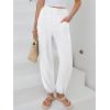 imageANRABESS Womens Summer Pants Cropped Elastic Waist Harem Barrel Lounge Casual Work Slacks Beach Vacation Clothes with PocketsWhite