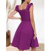 imageANRABESS Womens Summer Short Dress 2026 Square Neck Sleeveless A Line Ruffled Wedding Casual Cute Teen Beach Mini SundressFuchsia