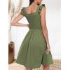 imageANRABESS Womens Summer Short Dress 2026 Square Neck Sleeveless A Line Ruffled Wedding Casual Cute Teen Beach Mini SundressOlive