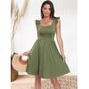 imageANRABESS Womens Summer Short Dress 2026 Square Neck Sleeveless A Line Ruffled Wedding Casual Cute Teen Beach Mini SundressOlive