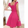 imageANRABESS Womens Summer Short Dress 2026 Square Neck Sleeveless A Line Ruffled Wedding Casual Cute Teen Beach Mini SundressPink