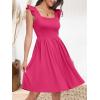 imageANRABESS Womens Summer Short Dress 2026 Square Neck Sleeveless A Line Ruffled Wedding Casual Cute Teen Beach Mini SundressPink