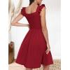 imageANRABESS Womens Summer Short Dress 2026 Square Neck Sleeveless A Line Ruffled Wedding Casual Cute Teen Beach Mini SundressWine Red