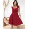 imageANRABESS Womens Summer Short Dress 2026 Square Neck Sleeveless A Line Ruffled Wedding Casual Cute Teen Beach Mini SundressWine Red